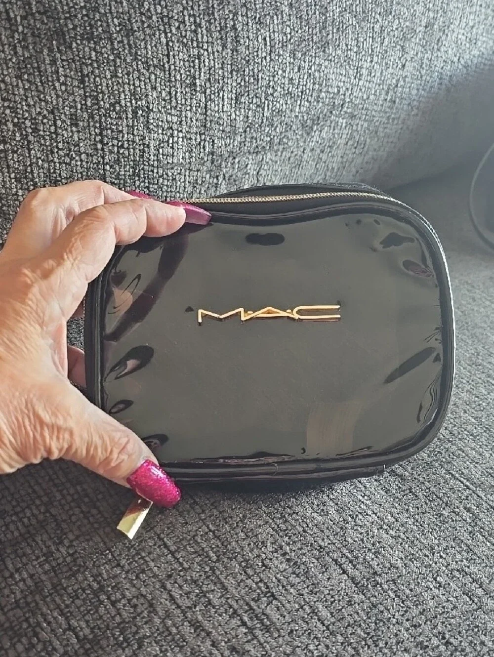 MAC Cosmetics Black Gloss Cosmetic Case with Gold Logo